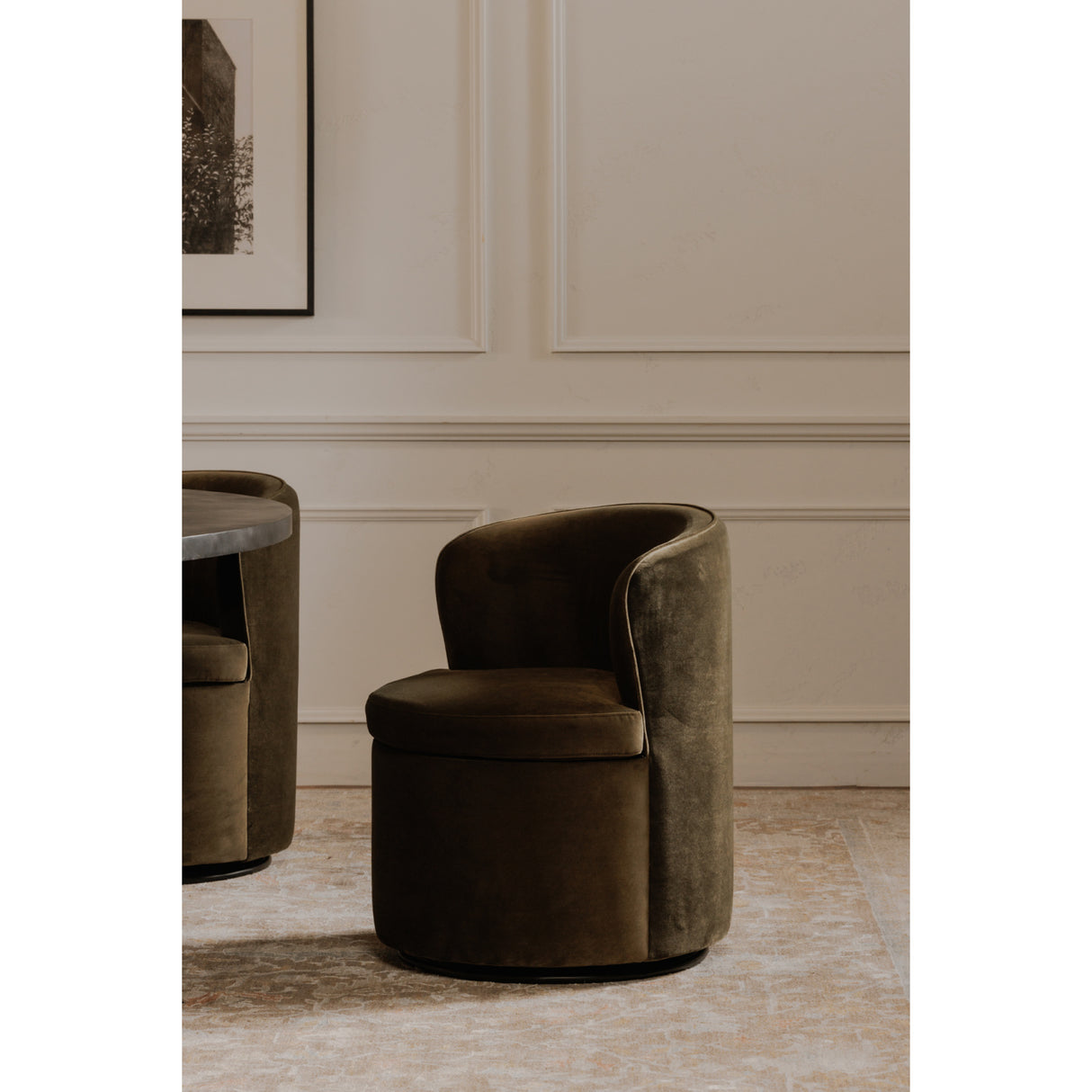 Modern European furniture - Upholstered Swivel Dining Chair - www.oroa.com