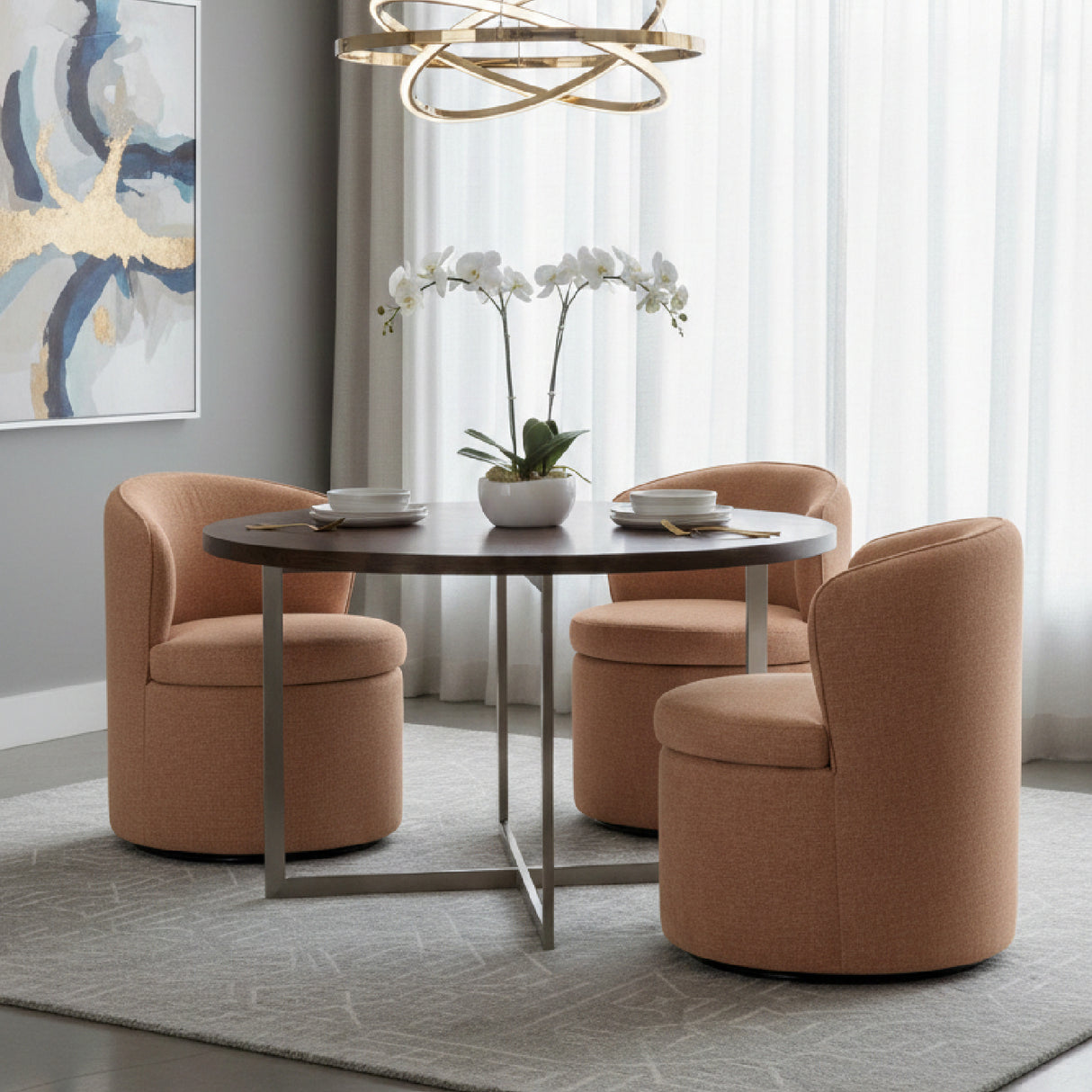 Modern European furniture - Upholstered Swivel Dining Chair - www.oroa.com
