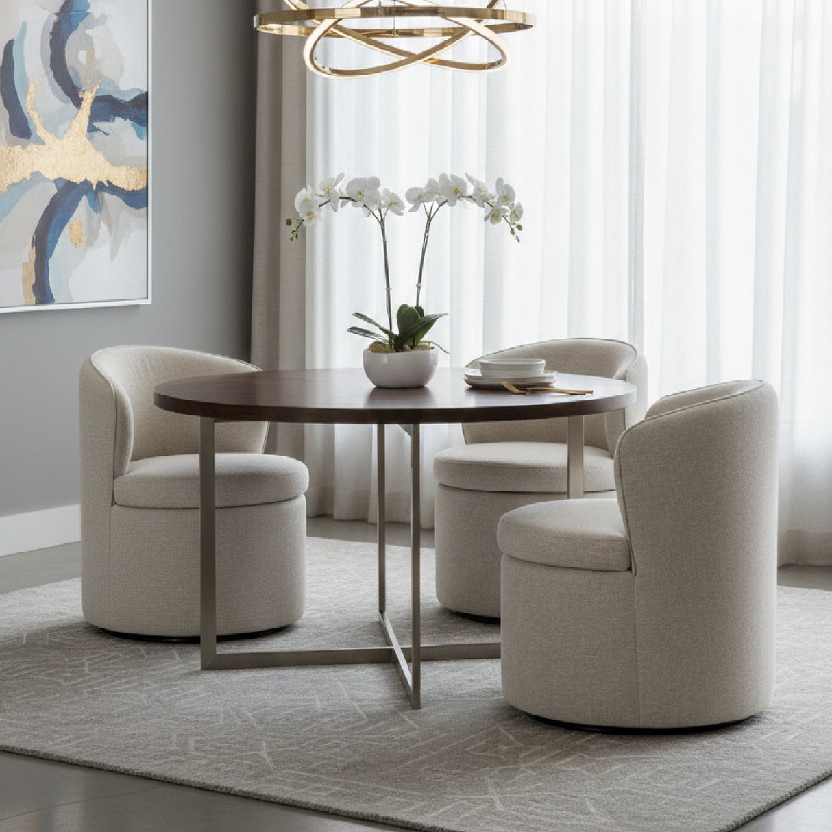 Modern European furniture - Upholstered Swivel Dining Chair - www.oroa.com