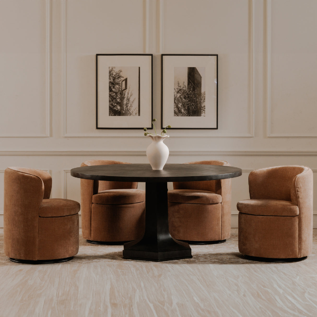 Modern European furniture - Upholstered Swivel Dining Chair - www.oroa.com