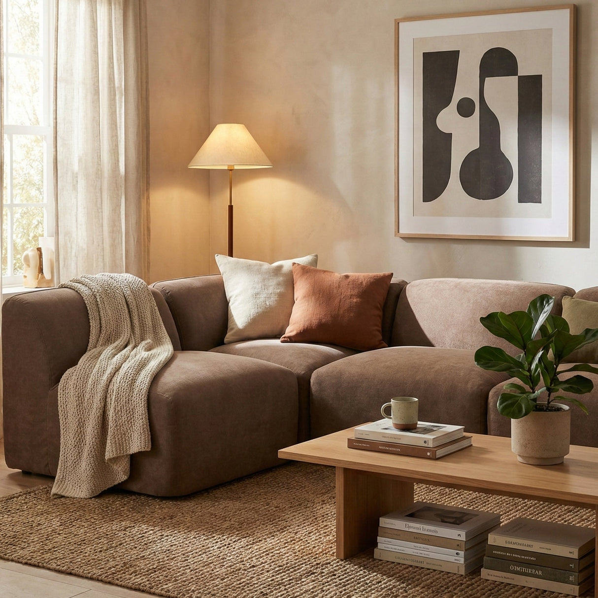 Modern European furniture - Brown Modular Sofa - www.oroa.com