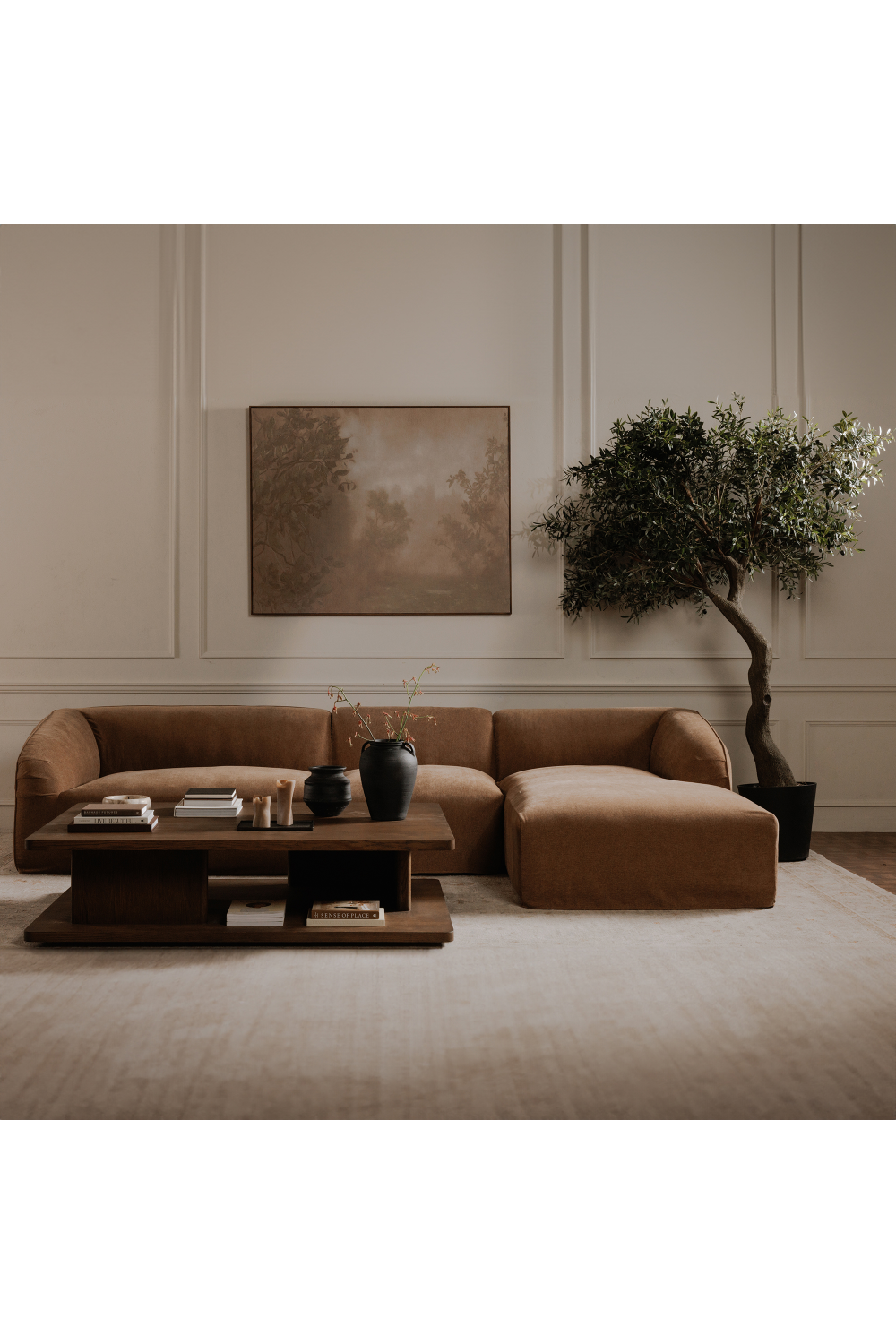 Modern European furniture - Brown Modular Sofa - www.oroa.com