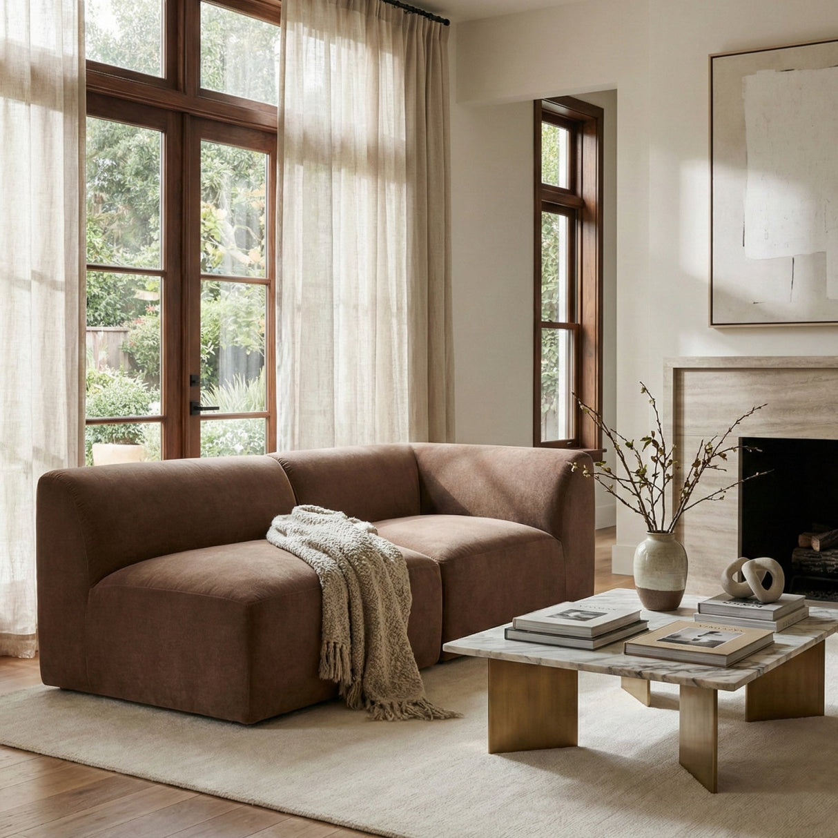 Modern European furniture - Brown Modular Sofa - www.oroa.com