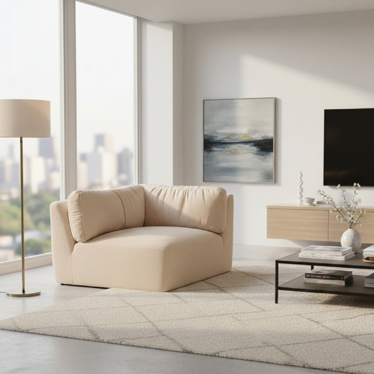 Modern European furniture - Chenille Corner Sofa - www.oroa.com
