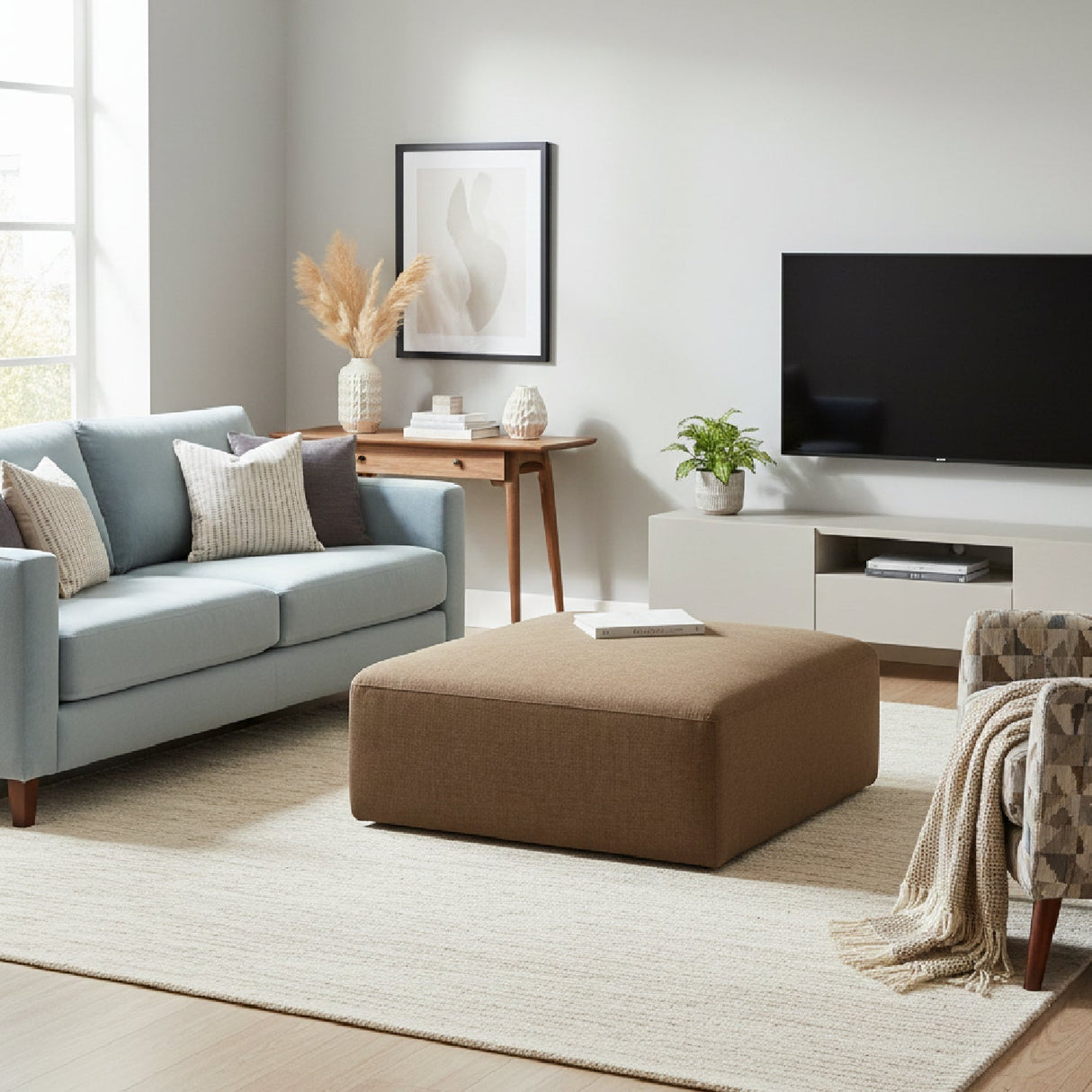 Modern European furniture - Chenille Square Ottoman - www.oroa.com