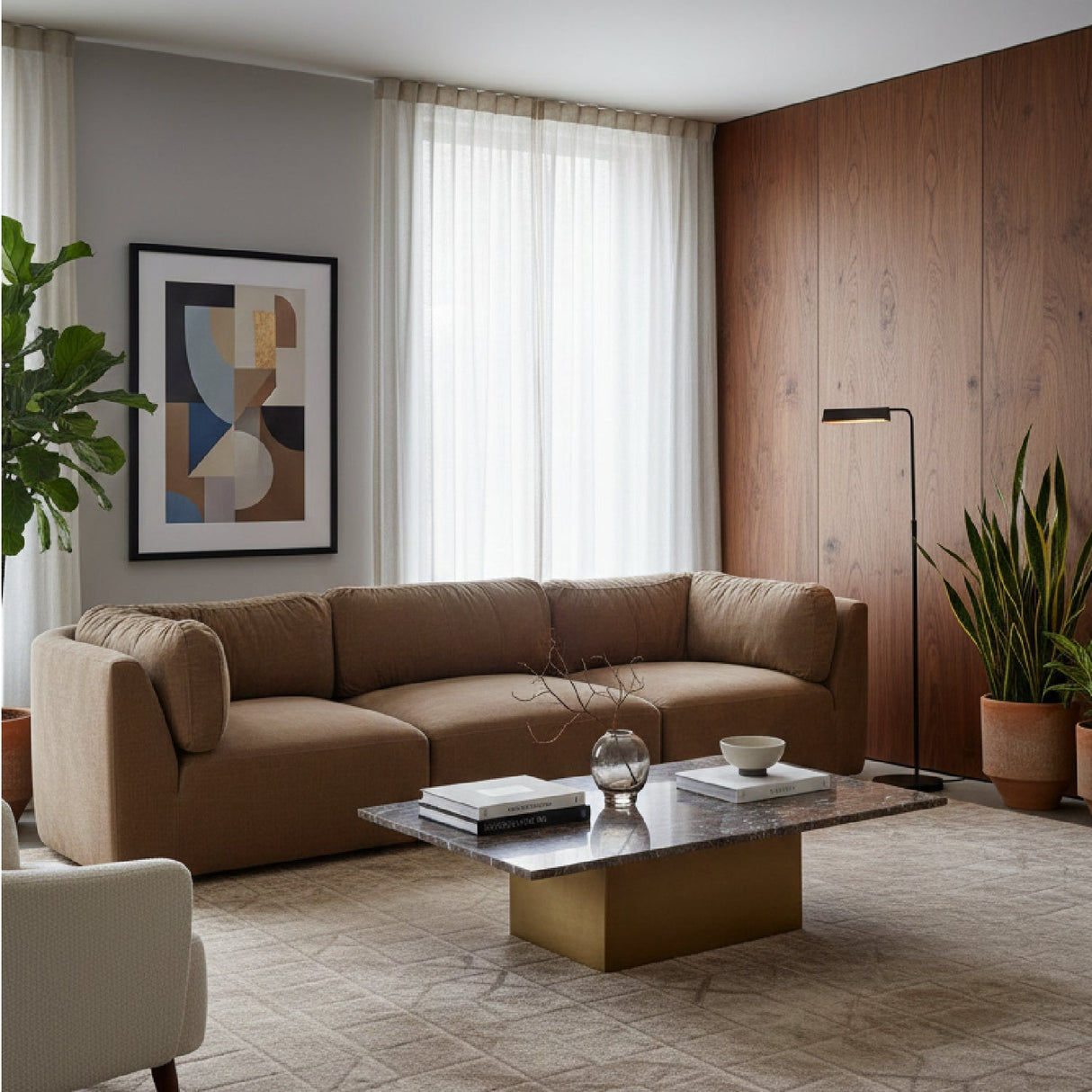 Modern European furniture - Chenille 3-Seater Sofa - www.oroa.com