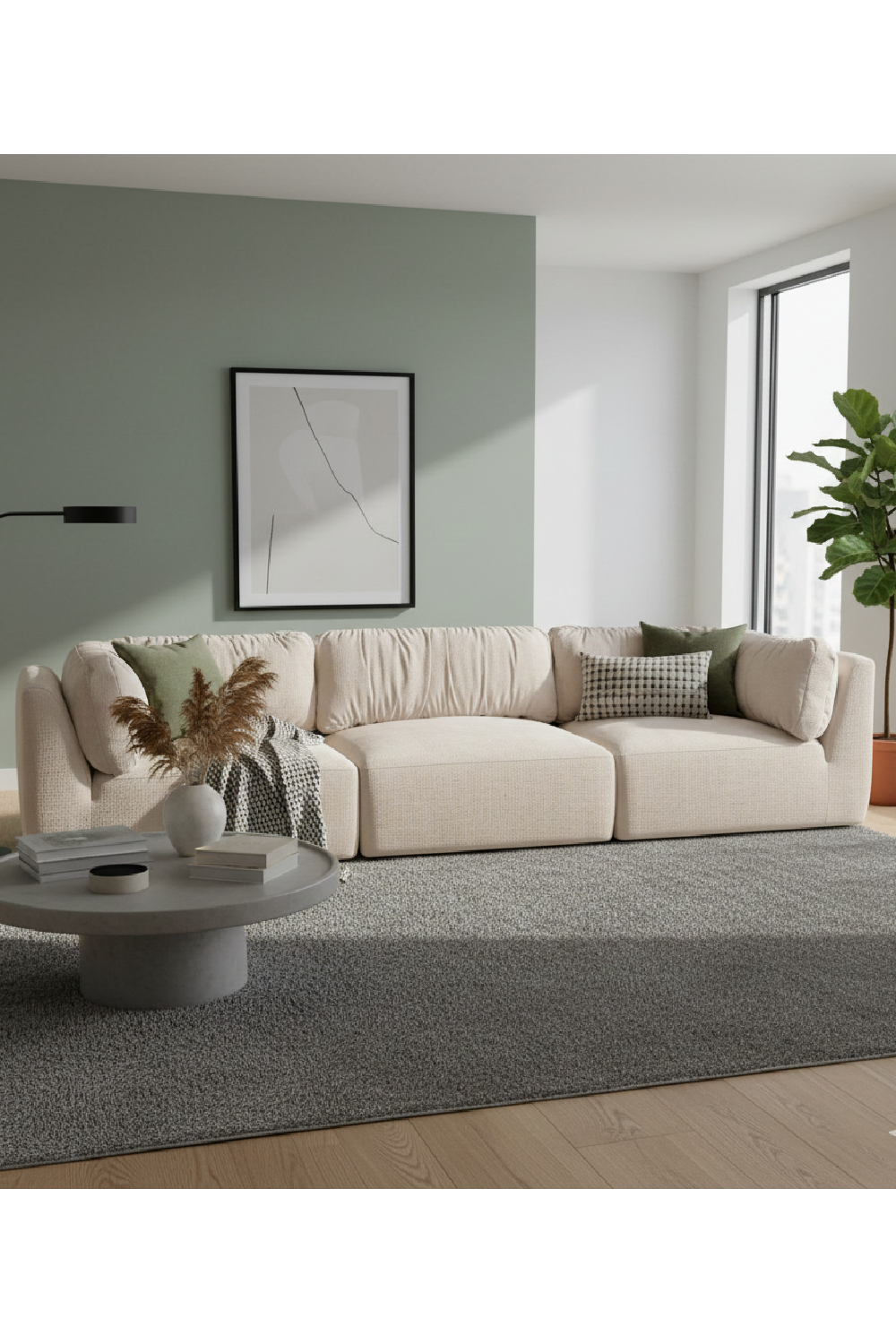 Modern European furniture - Chenille 3-Seater Sofa - www.oroa.com
