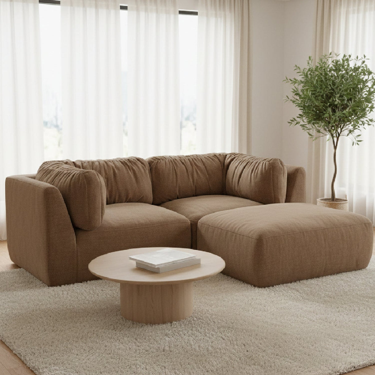 Modern European furniture - Chenille Sectional Corner Sofa - www.oroa.com