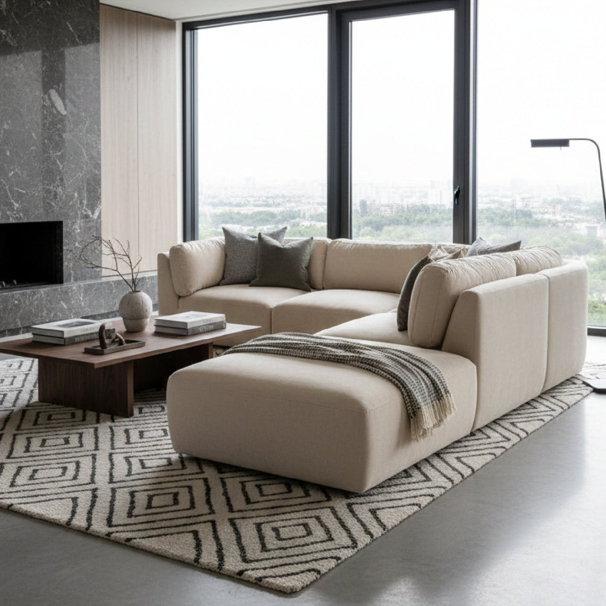 Modern European furniture - Chenille Modular Sofa - www.oroa.com