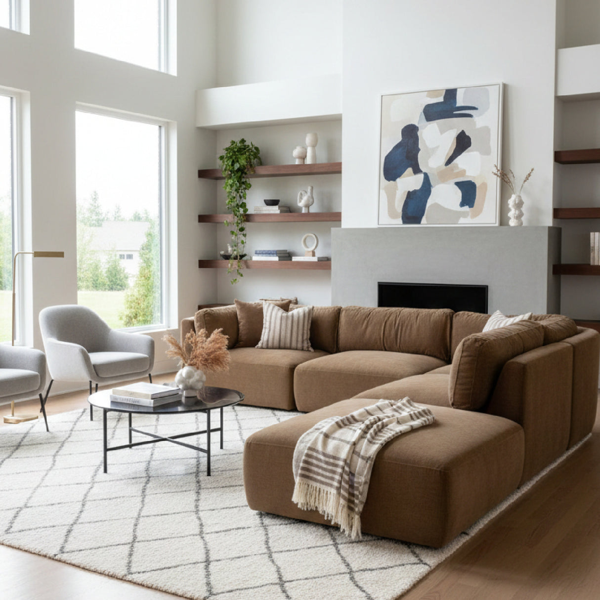 Modern European furniture - Chenille Modular Sofa - www.oroa.com