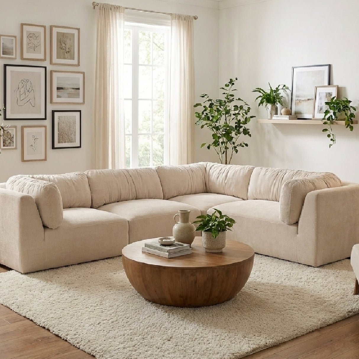 Modern European furniture - Chenille L-Shaped Modular Sofa - www.oroa.com