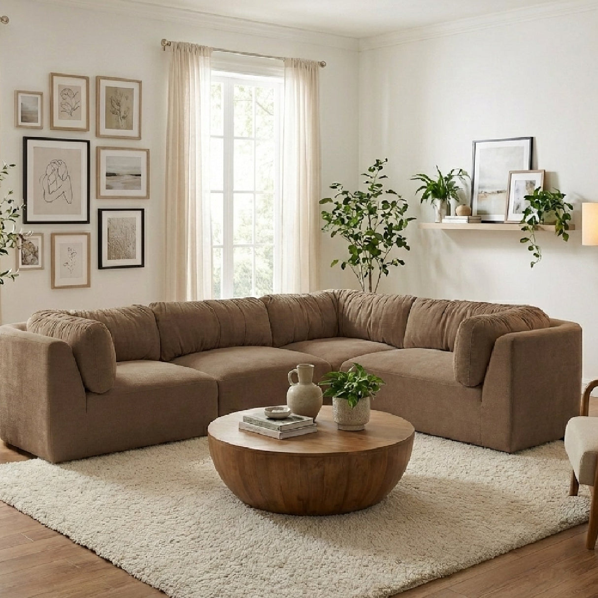 Modern European furniture - Chenille L-Shaped Modular Sofa - www.oroa.com