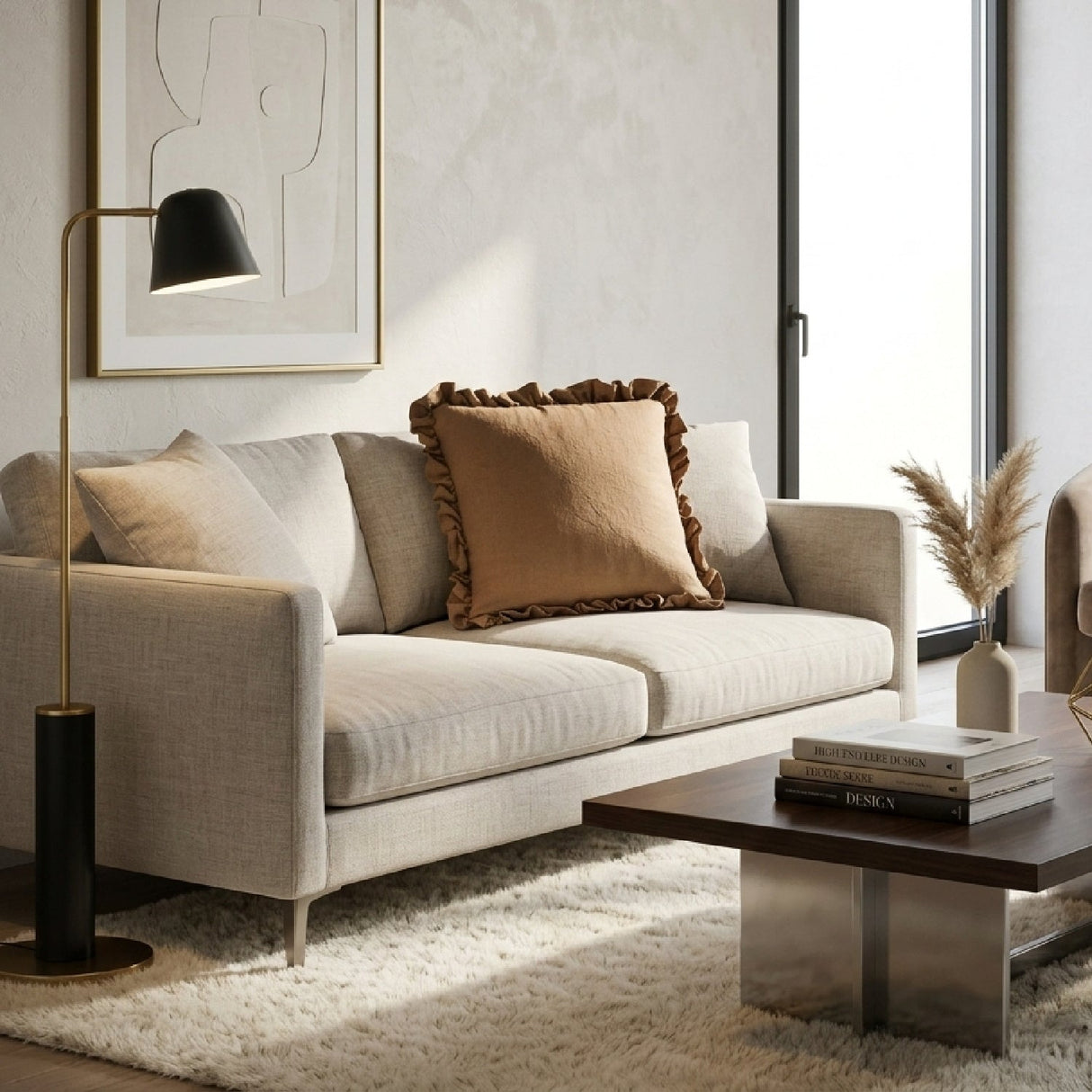 Modern European furniture - Ruffled-Edge Linen Cushion - www.oroa.com