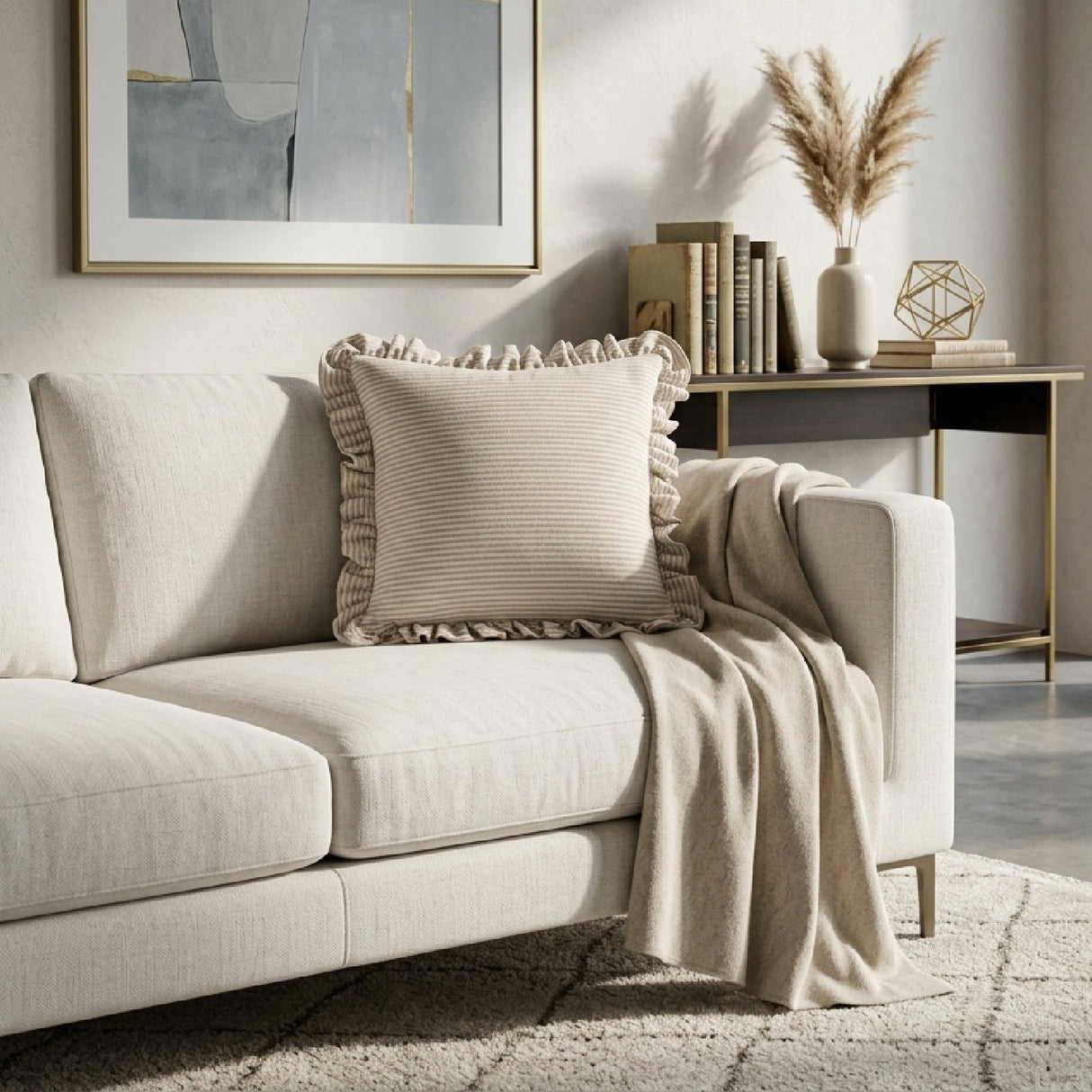 Modern European furniture - Ruffled-Edge Linen Cushion - www.oroa.com