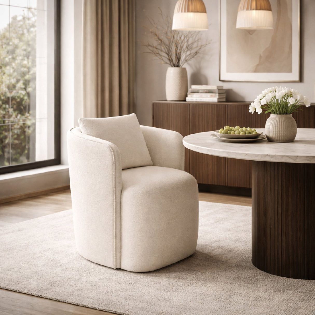 Modern or European furniture - Swivel Upholstered Dining Chair - www.oroa.com
