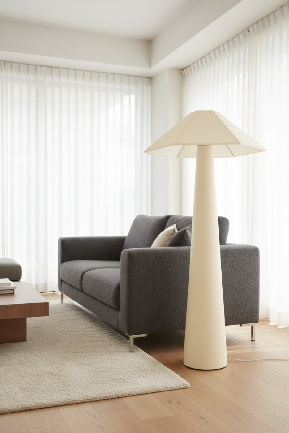 Modern European furniture - Cream Cotton Floor Lamp - www.oroa.com