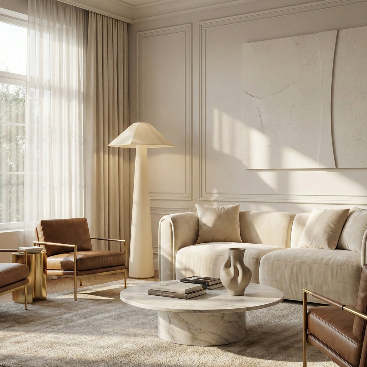 Modern European furniture - Cream Cotton Floor Lamp - www.oroa.com