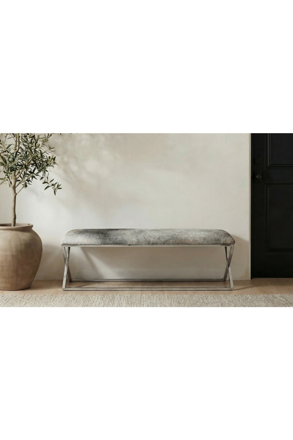 Modern European furniture - Gray Cowhide Bench - www.oroa.com