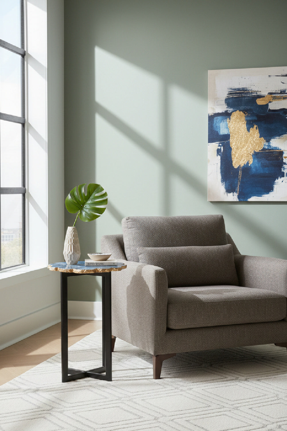 Modern European furniture - Blue Agate Stone Accent Table - www.oroa.com