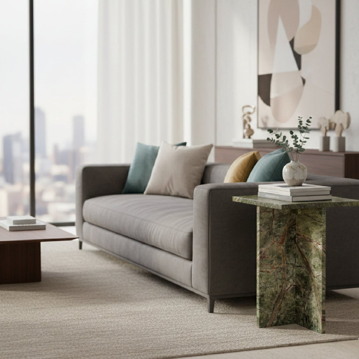 Modern European furniture - Marble Square Accent Table - www.oroa.com