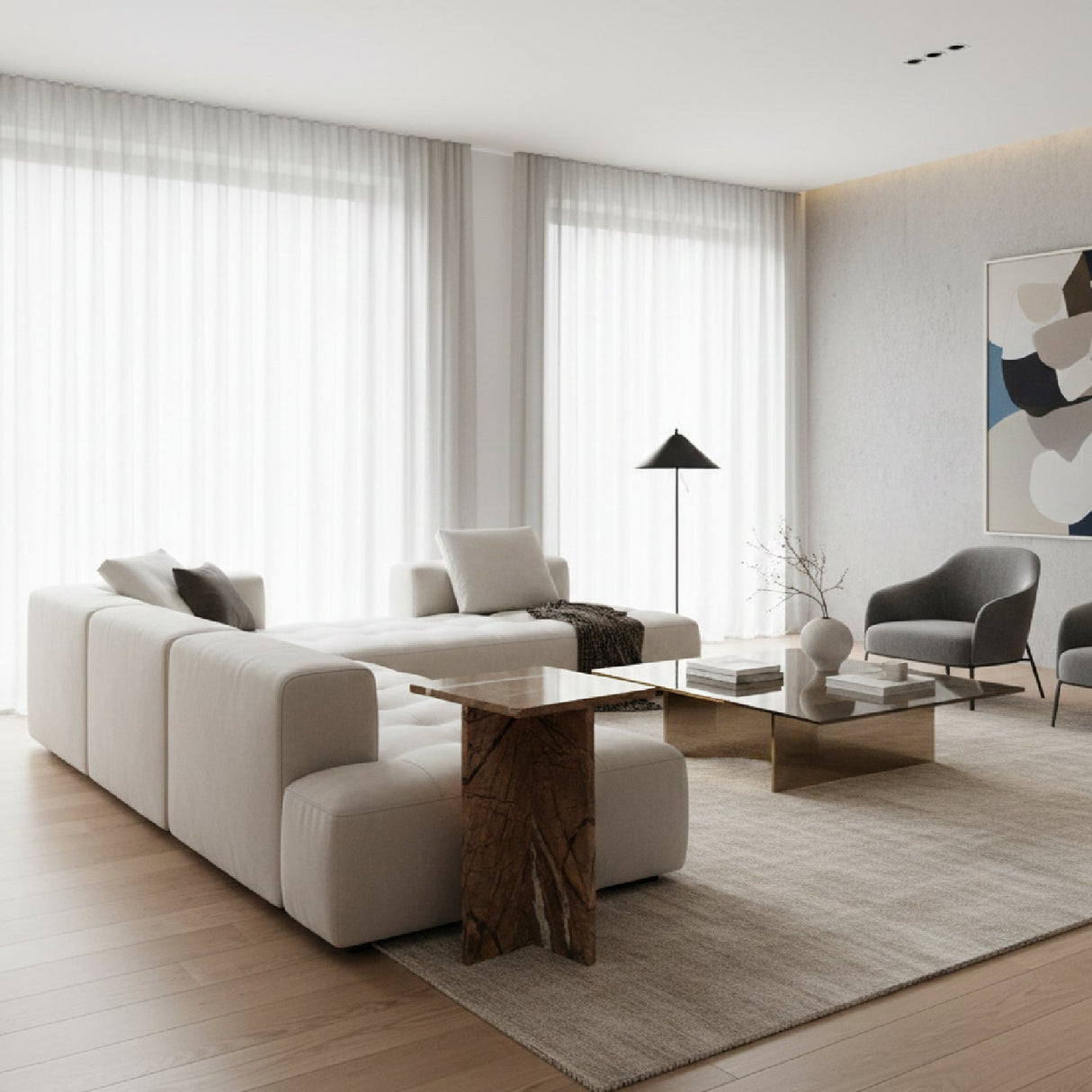 Modern European furniture - Marble Square Accent Table - www.oroa.com