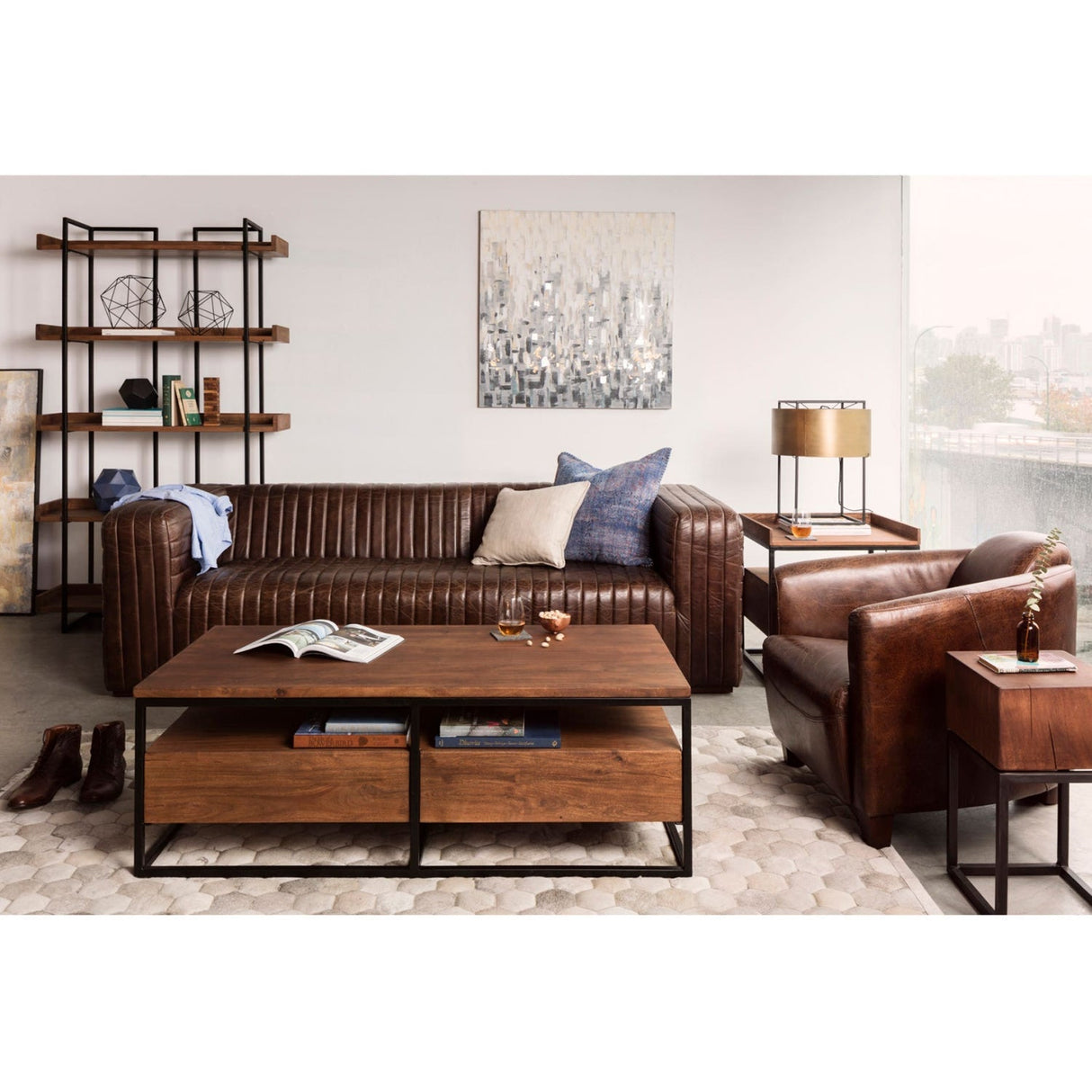 Modern European furniture - Channel-Stitched Leather Sofa - www.oroa.com