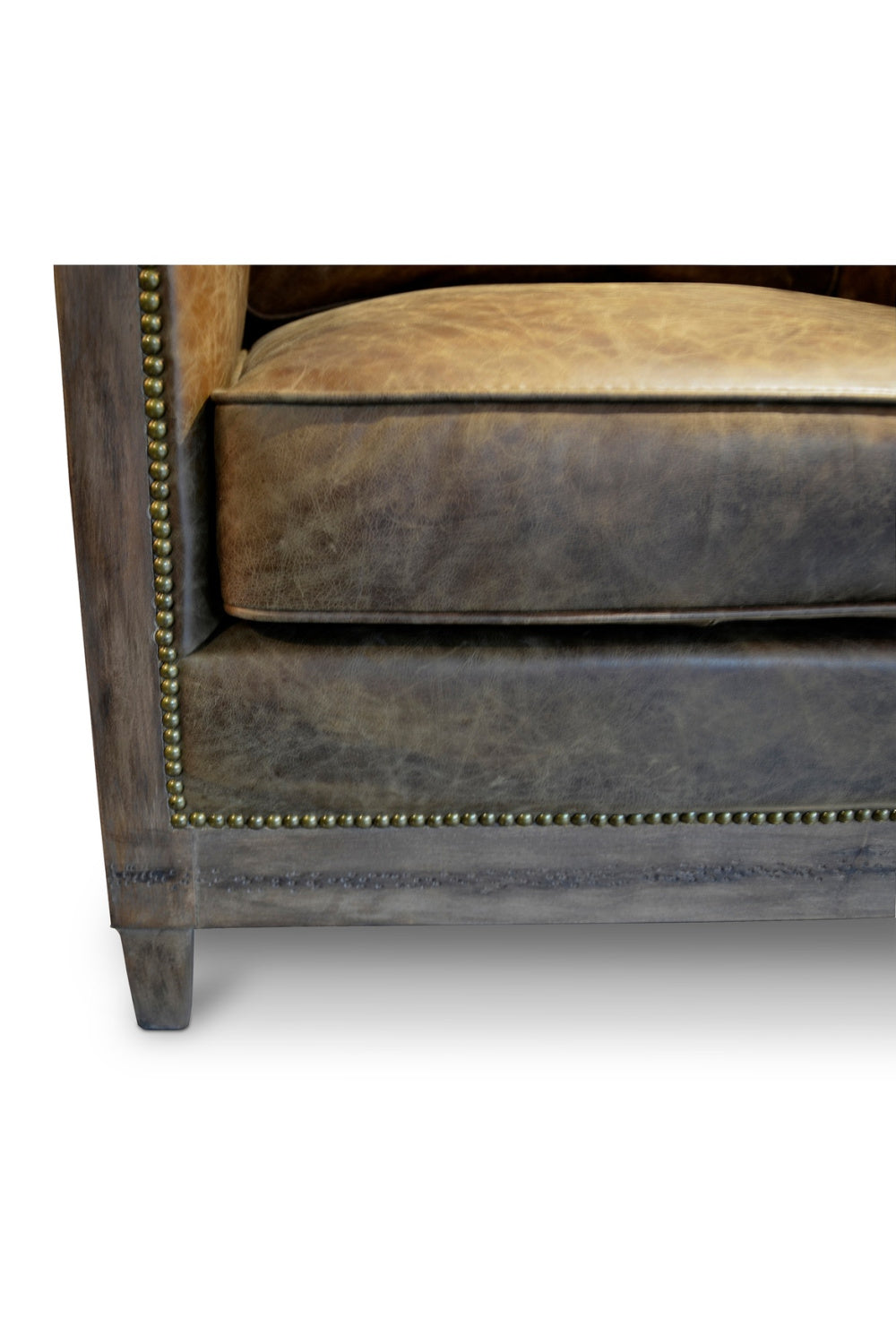 Modern European furniture - Brown Leather Studded Club Chair - www.oroa.com