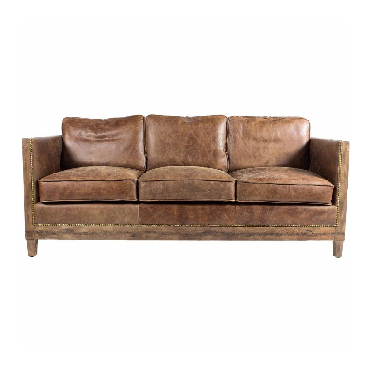 Modern European furniture - Brown Leather Rustic Sofa - www.oroa.com