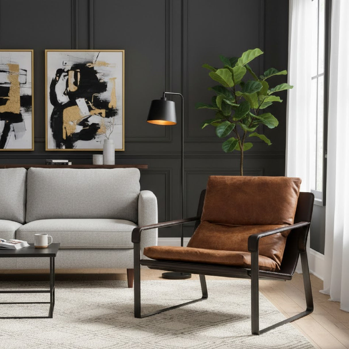 Modern European furniture - Leather Modern Classic Accent Chair - www.oroa.com