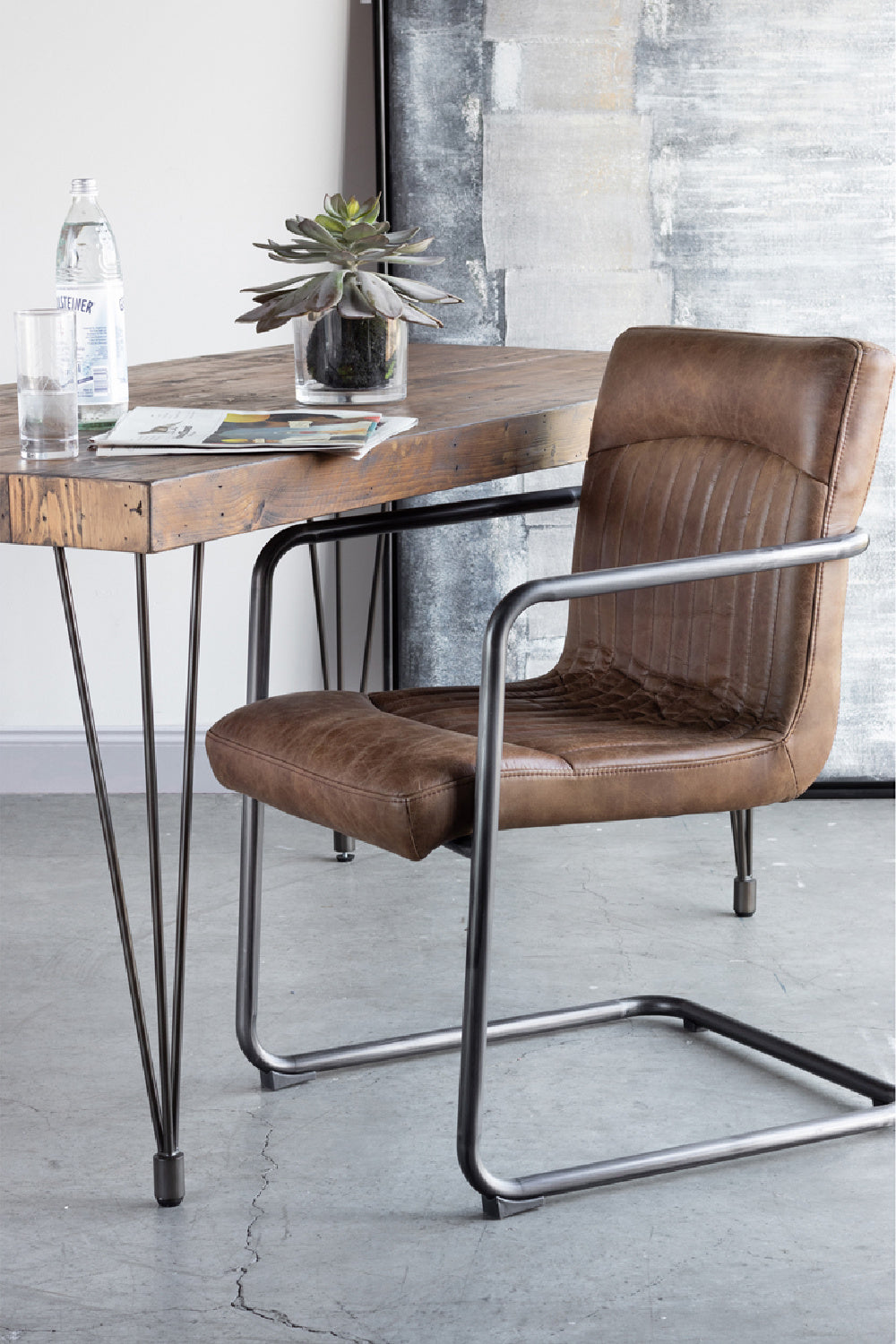 Modern European furniture - Brown Leather Lounge Armchair Set (2) - www.oroa.com