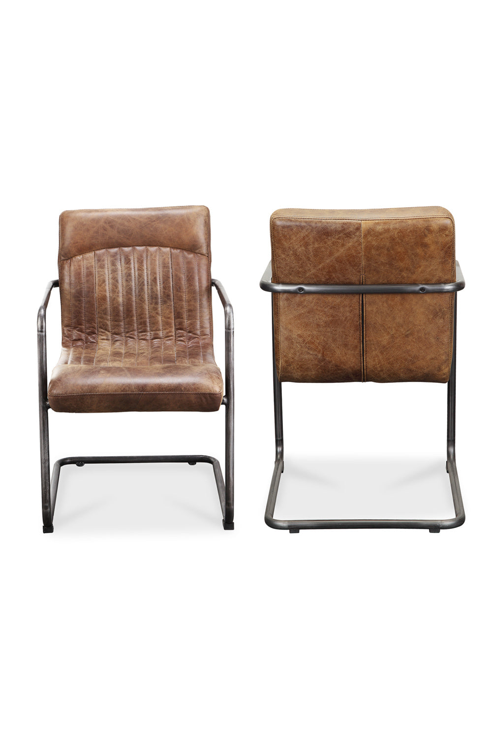 Modern European furniture - Brown Leather Lounge Armchair Set (2) - www.oroa.com