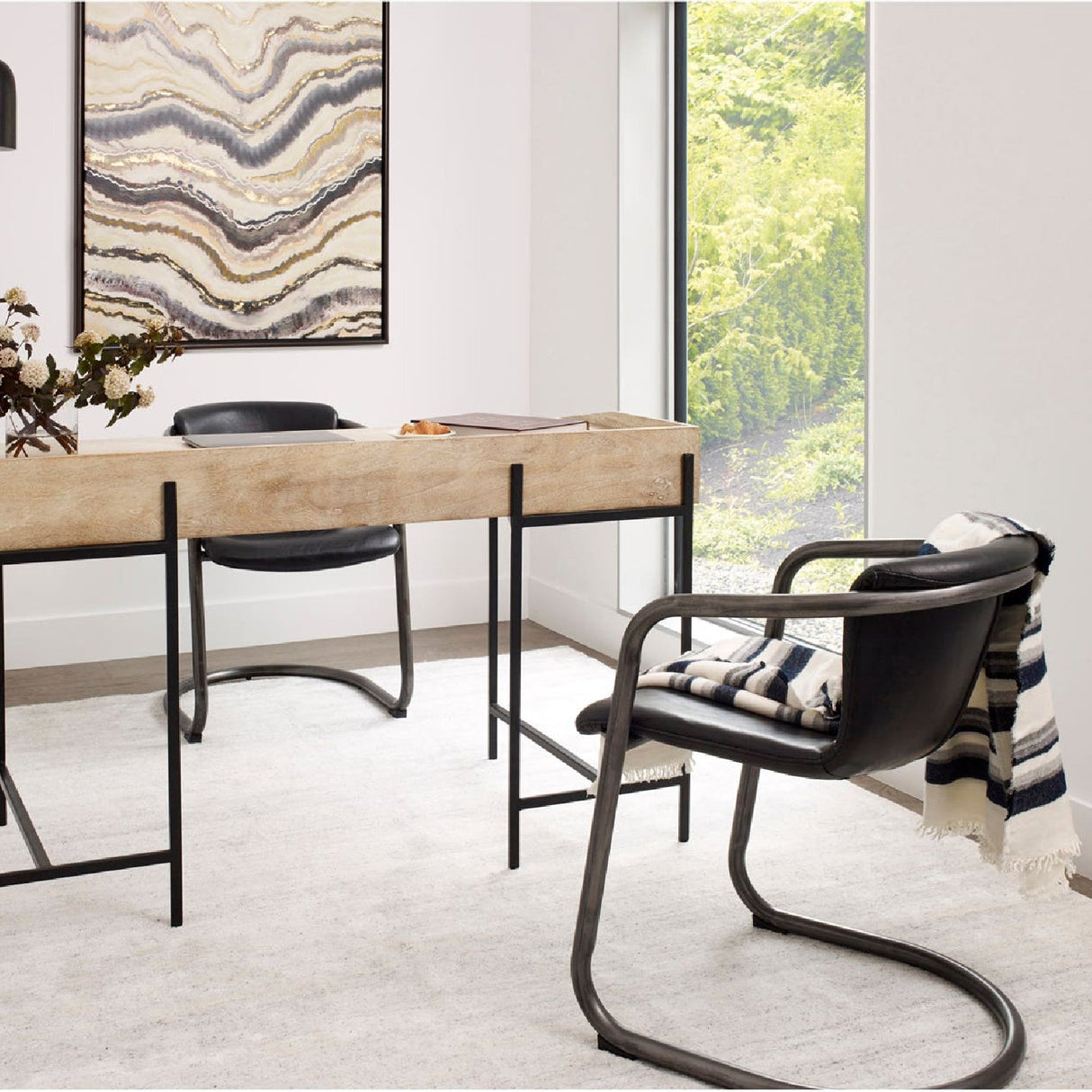 Modern European furniture - Cantilevered Dining Chair Set (2) - www.oroa.com