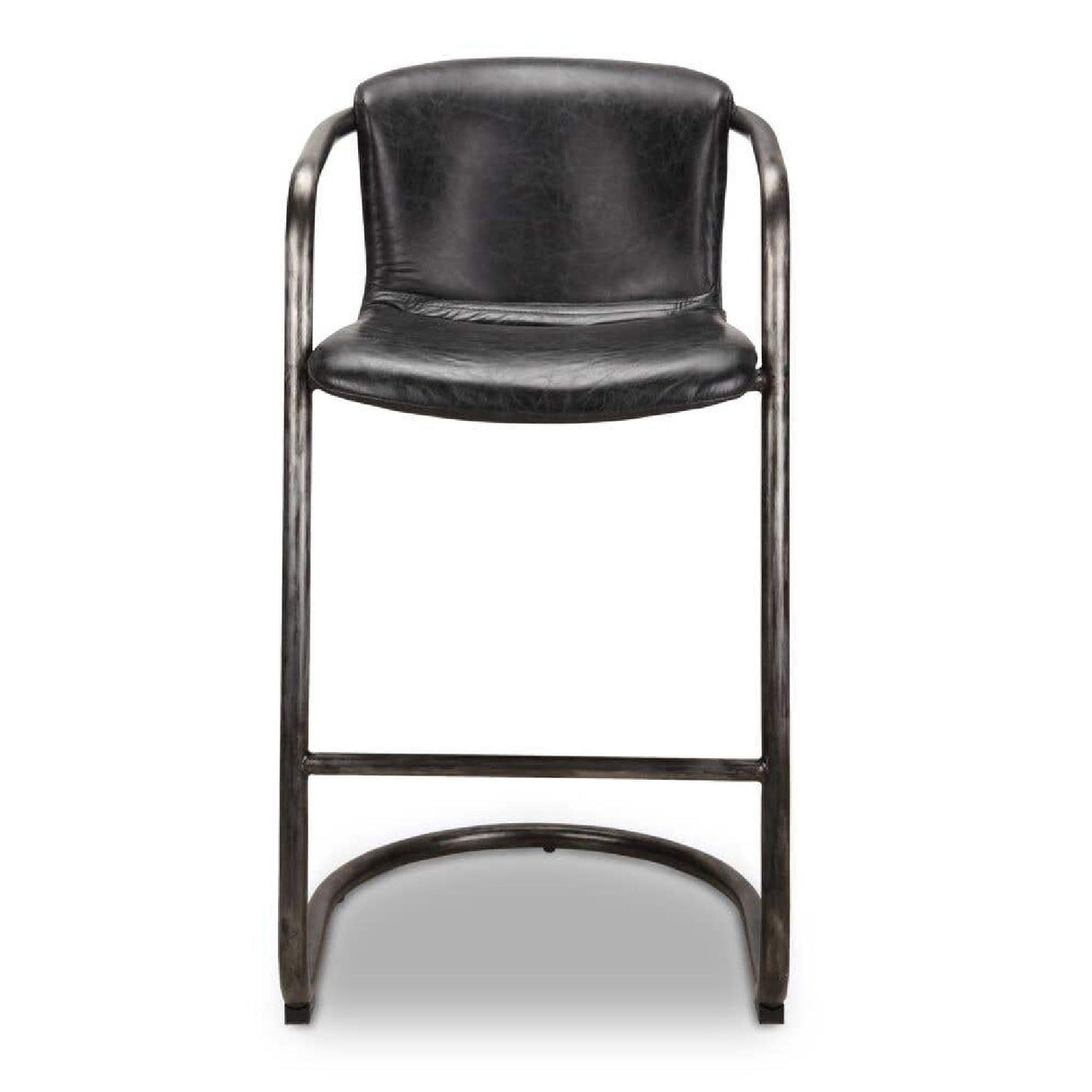 Modern European furniture - Leather Cantilevered Bar Stool Set (2) - www.oroa.com