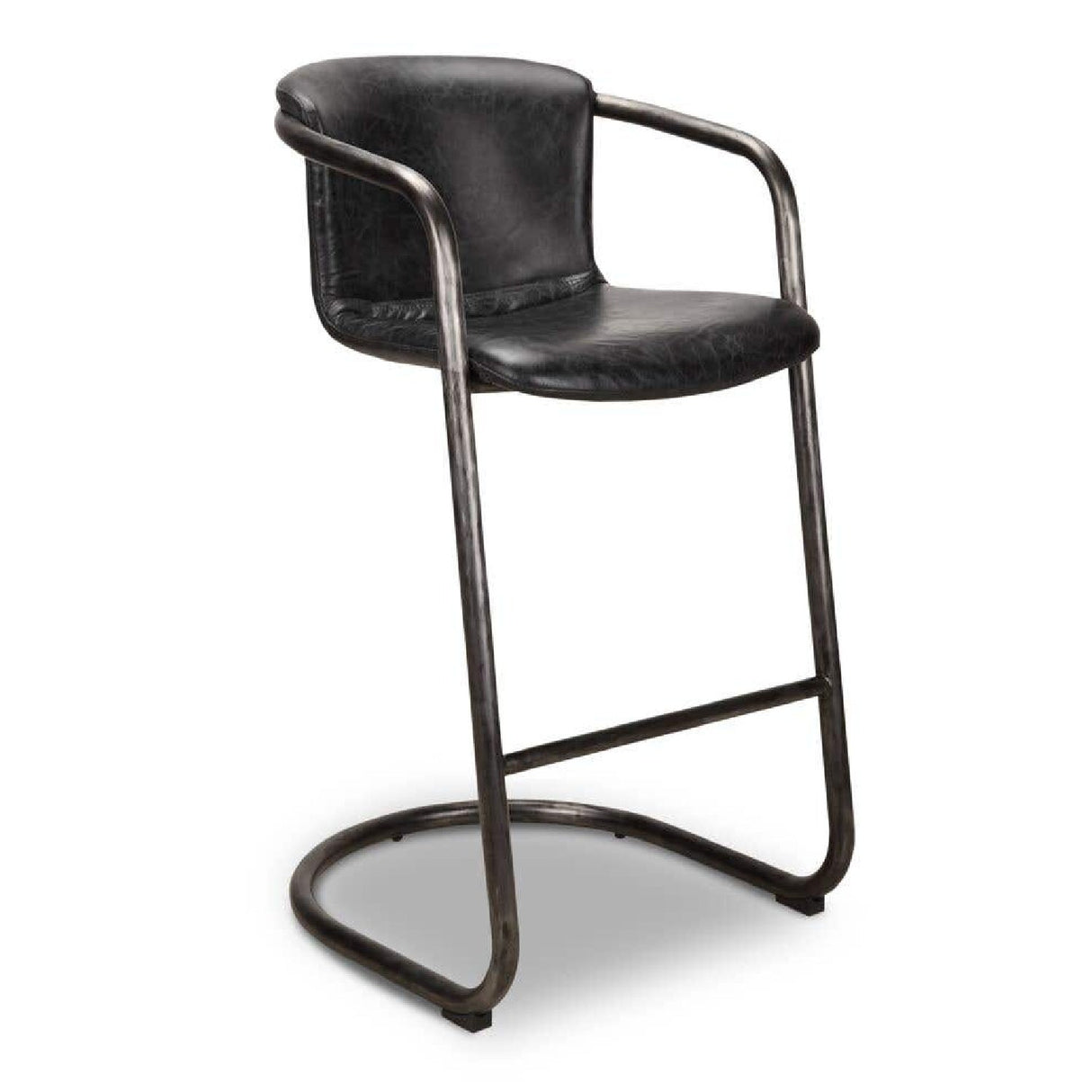 Modern European furniture - Leather Cantilevered Bar Stool Set (2) - www.oroa.com