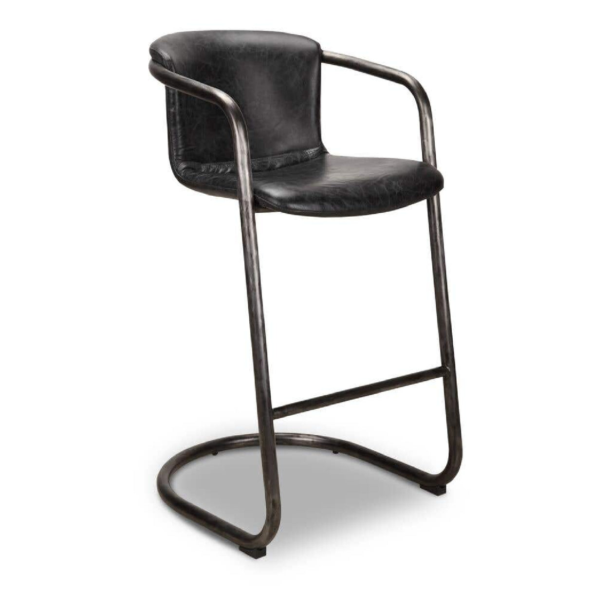 Modern European furniture - Leather Cantilevered Bar Stool Set (2) - www.oroa.com