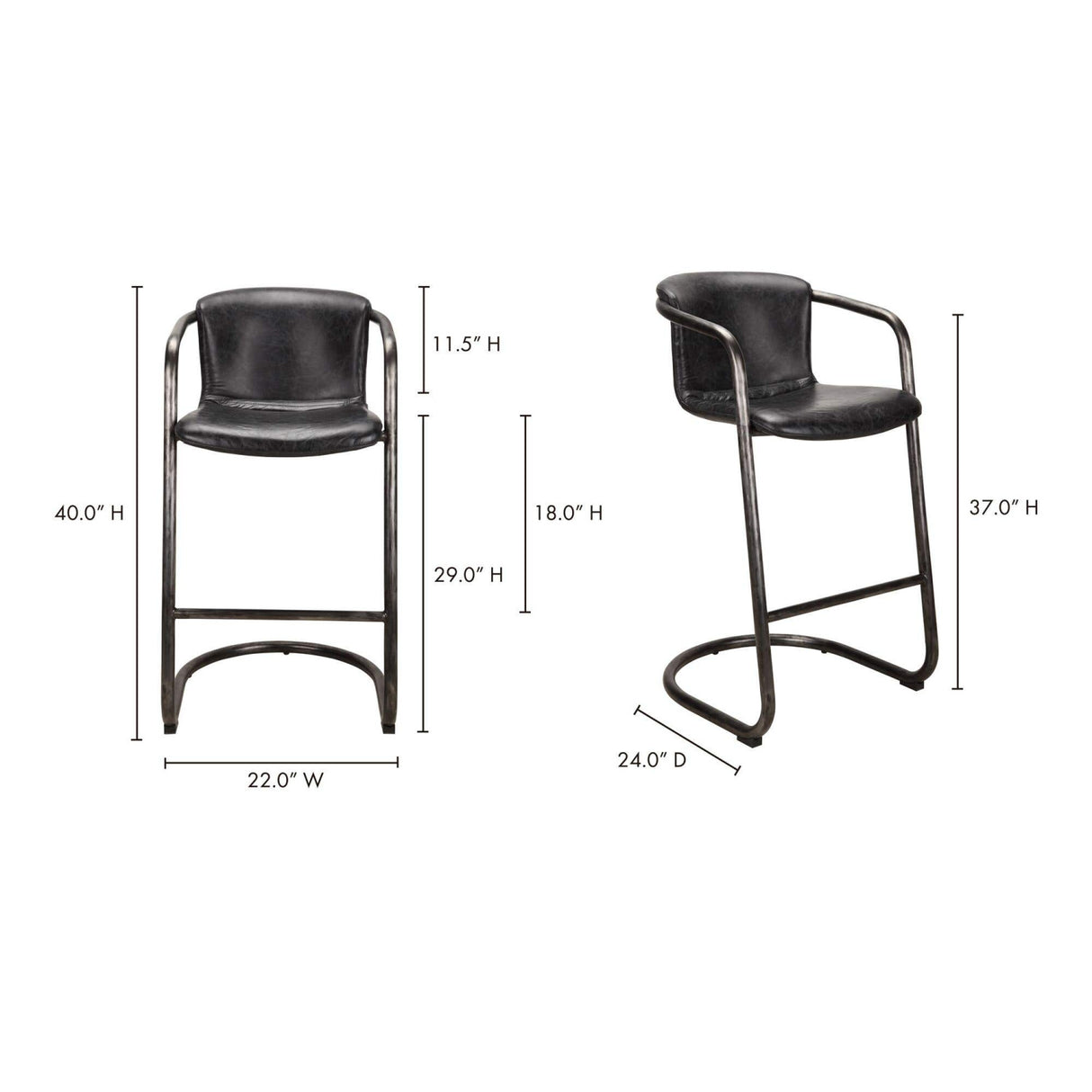 Modern European furniture - Leather Cantilevered Bar Stool Set (2) - www.oroa.com