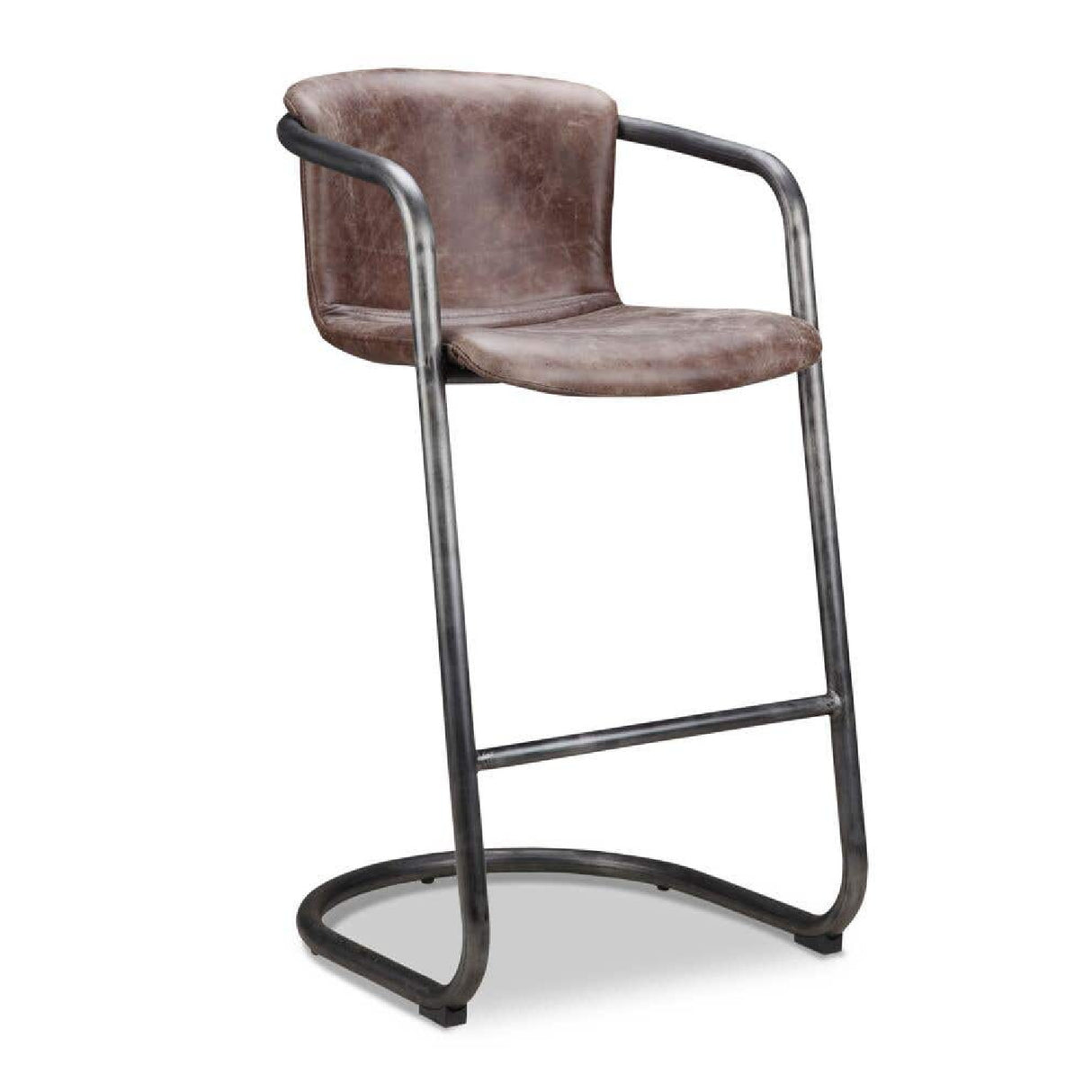 Modern European furniture - Leather Cantilevered Bar Stool Set (2) - www.oroa.com
