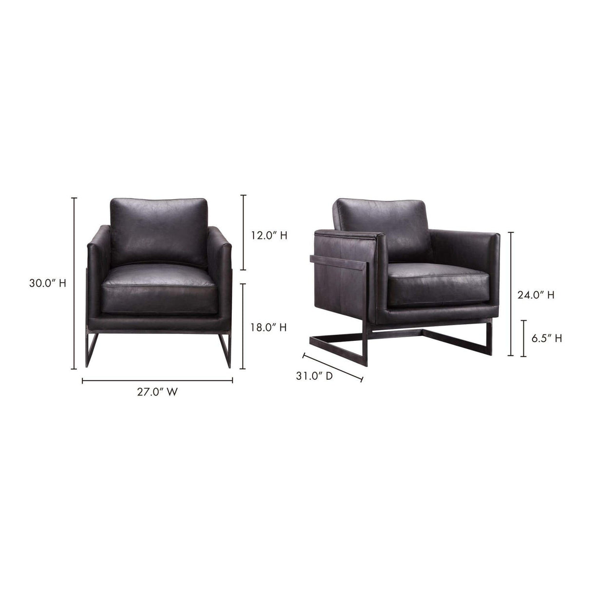 Modern European furniture - Leather Cantilevered Club Chair - www.oroa.com