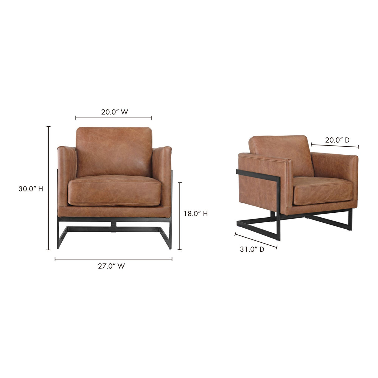 Modern European furniture - Leather Cantilevered Club Chair - www.oroa.com
