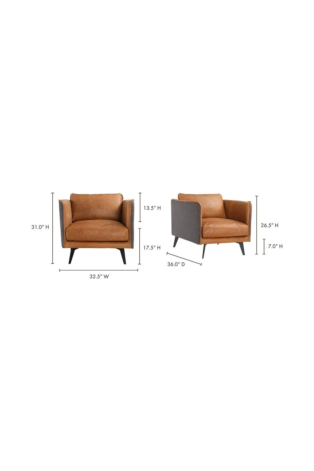 Brown Leather Lounge Armchair | Novi Living Messina | Oroa.com