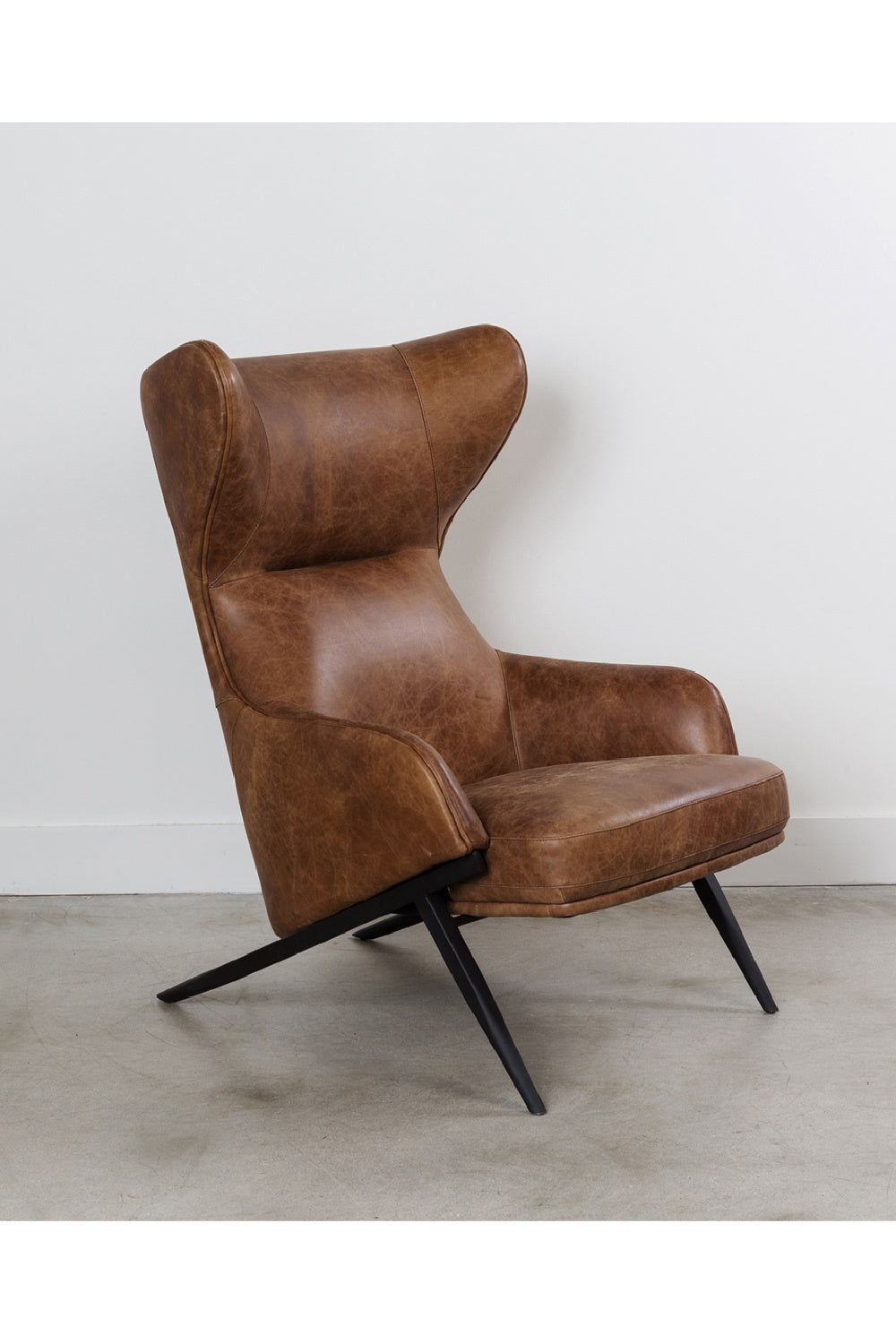 Modern European furniture - Brown Leather Wingback Accent Chair - www.oroa.com