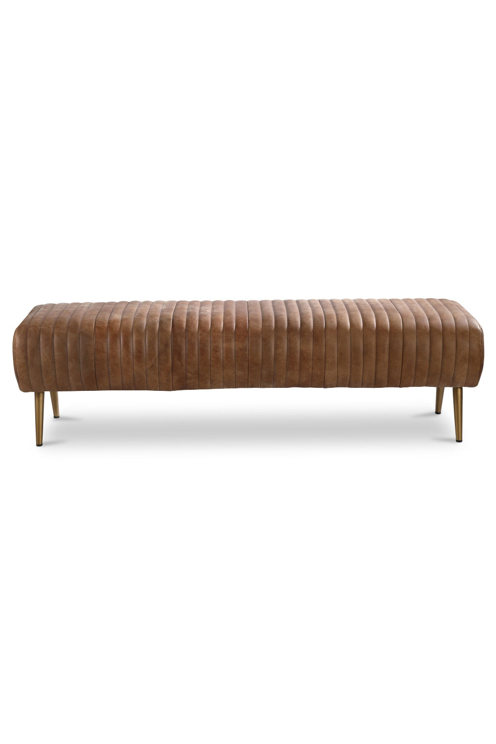 Modern European furniture - Ribbed Brown Leather Bench - www.oroa.com