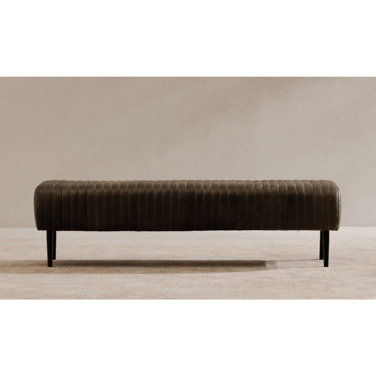 Modern European furniture - Quilted Green Leather Bench - www.oroa.com