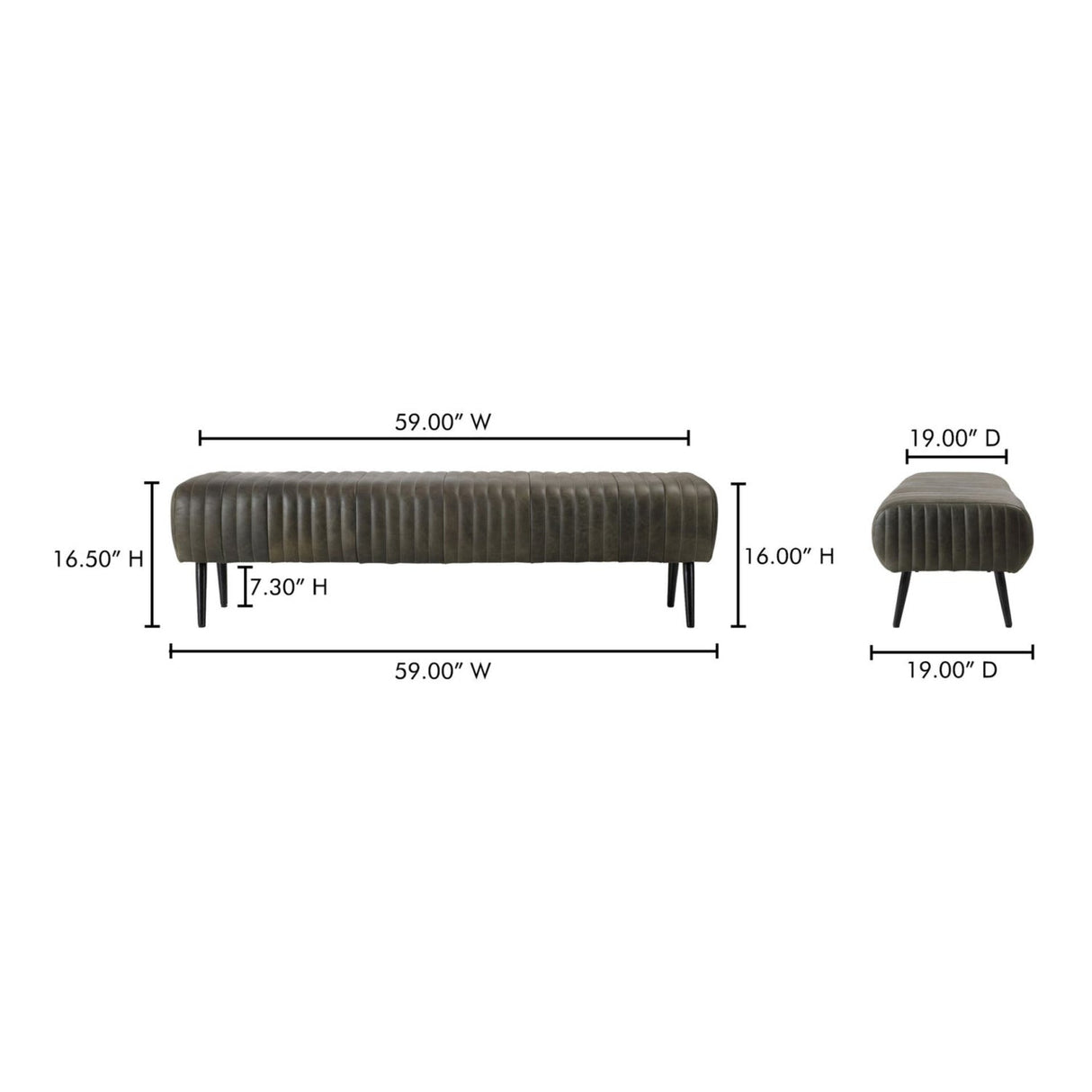 Modern European furniture - Quilted Green Leather Bench - www.oroa.com
