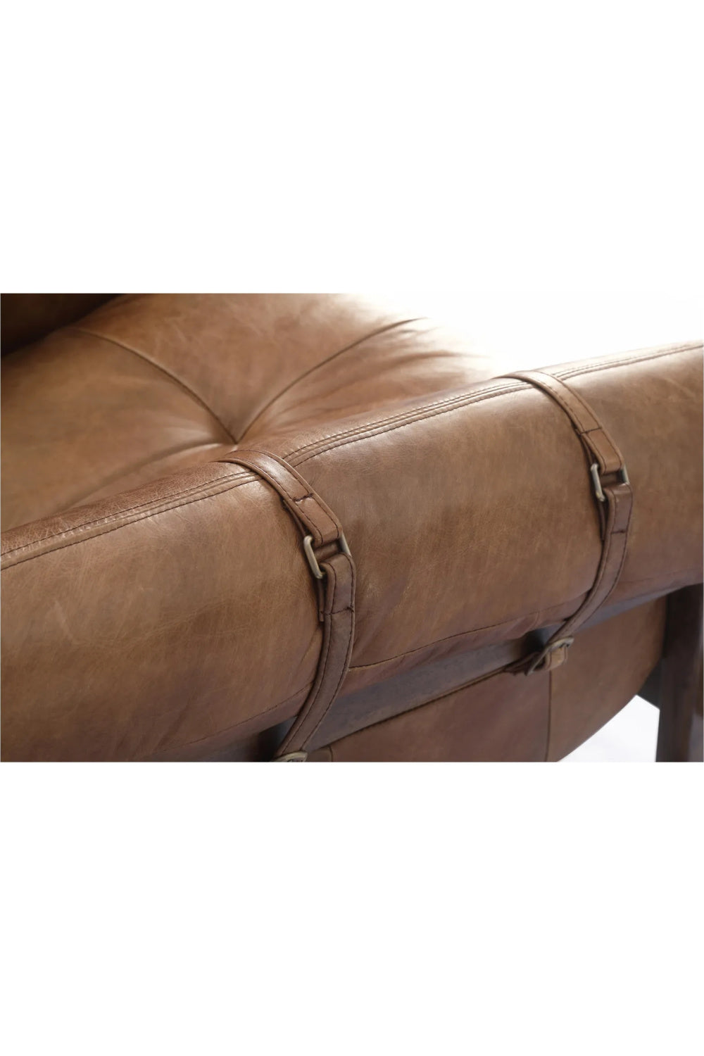Modern European furniture - Brown Leather Strapped Accent Chair - www.oroa.com
