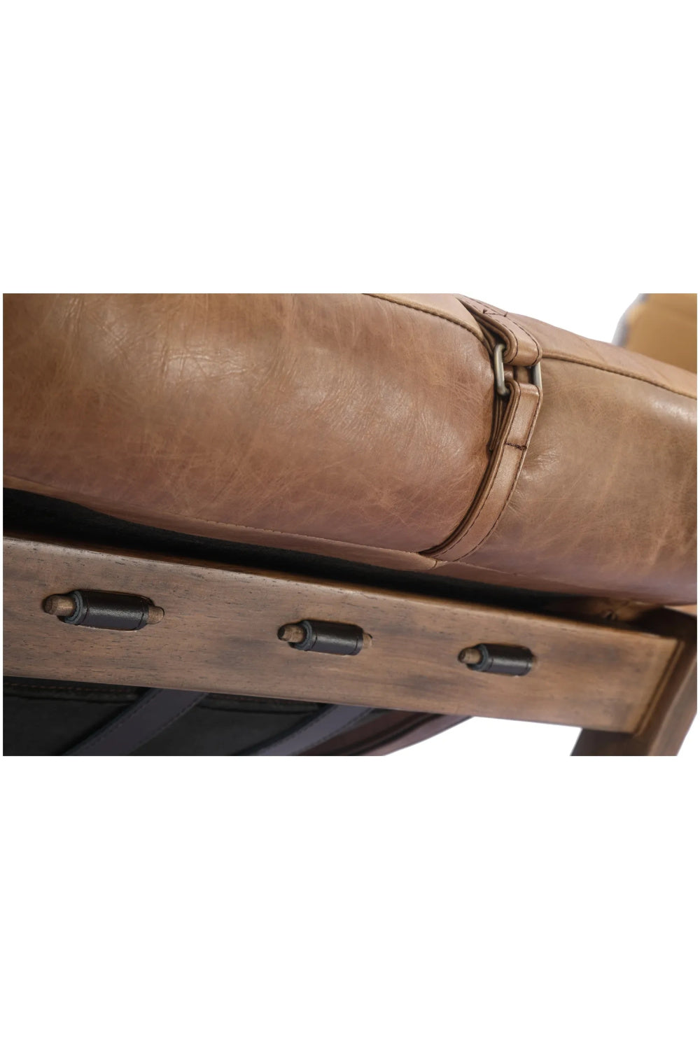 Modern European furniture - Brown Leather Strapped Accent Chair - www.oroa.com
