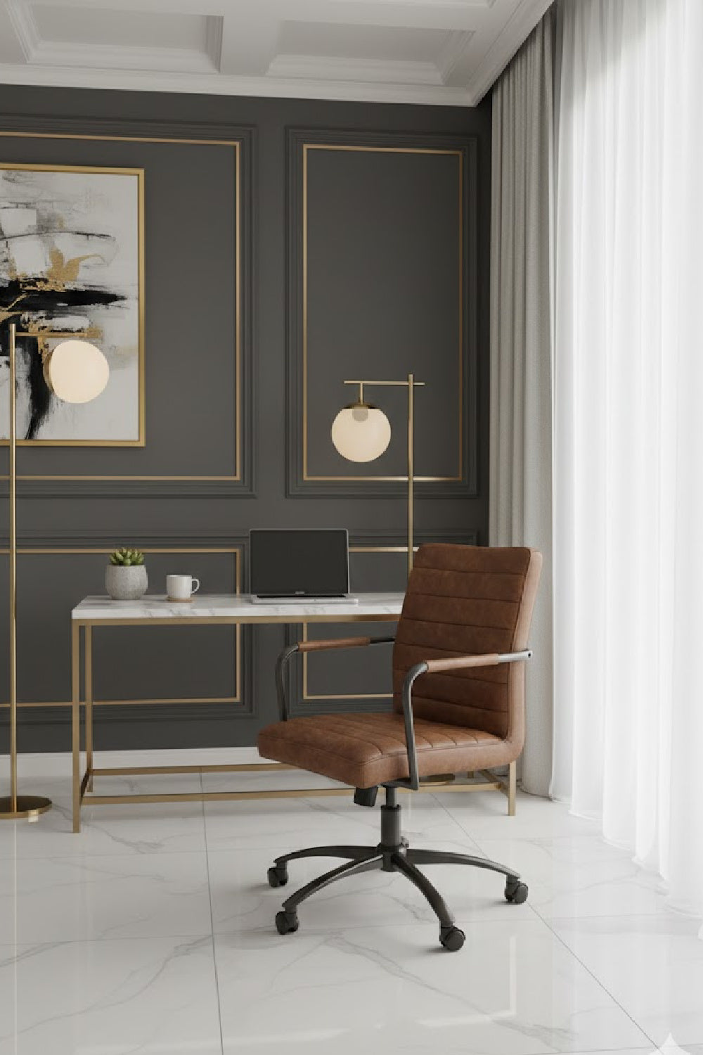 Grain Leather Office Chair | Novi Living Roy | Oroa.com