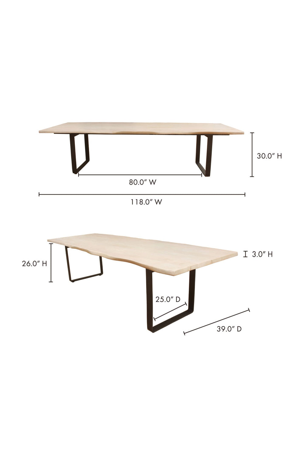 Mango Wood Top Dining Table | Novi Living Wilks