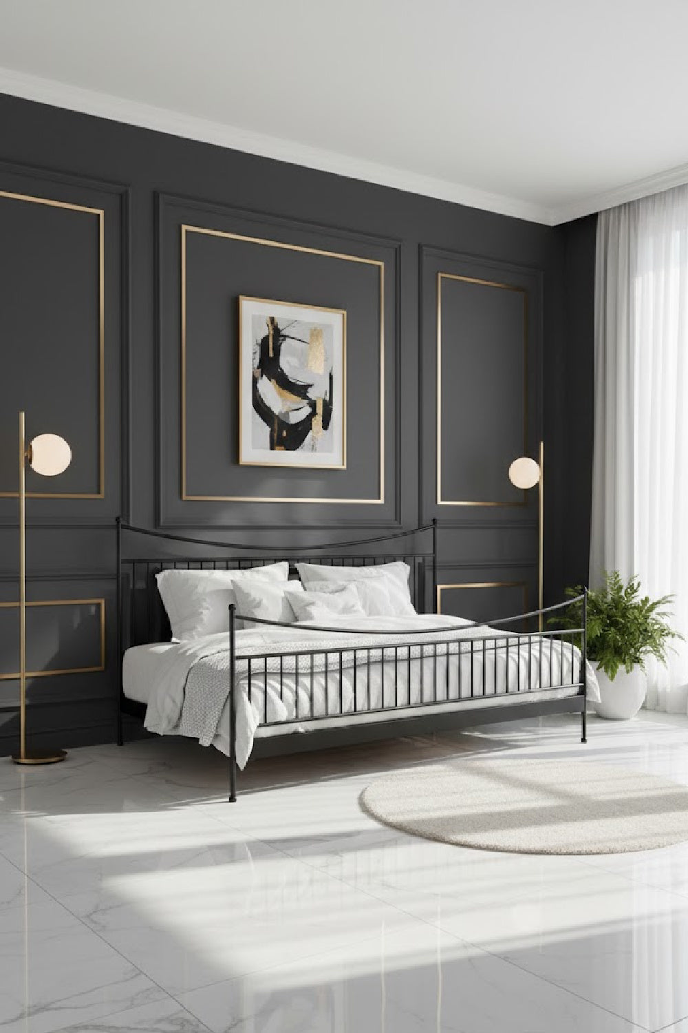 Modern European furniture - Black Iron Bed - www.oroa.com