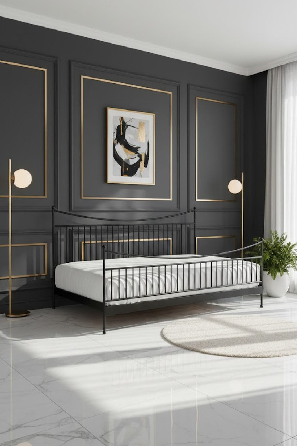 Modern European furniture - Black Iron Bed - www.oroa.com